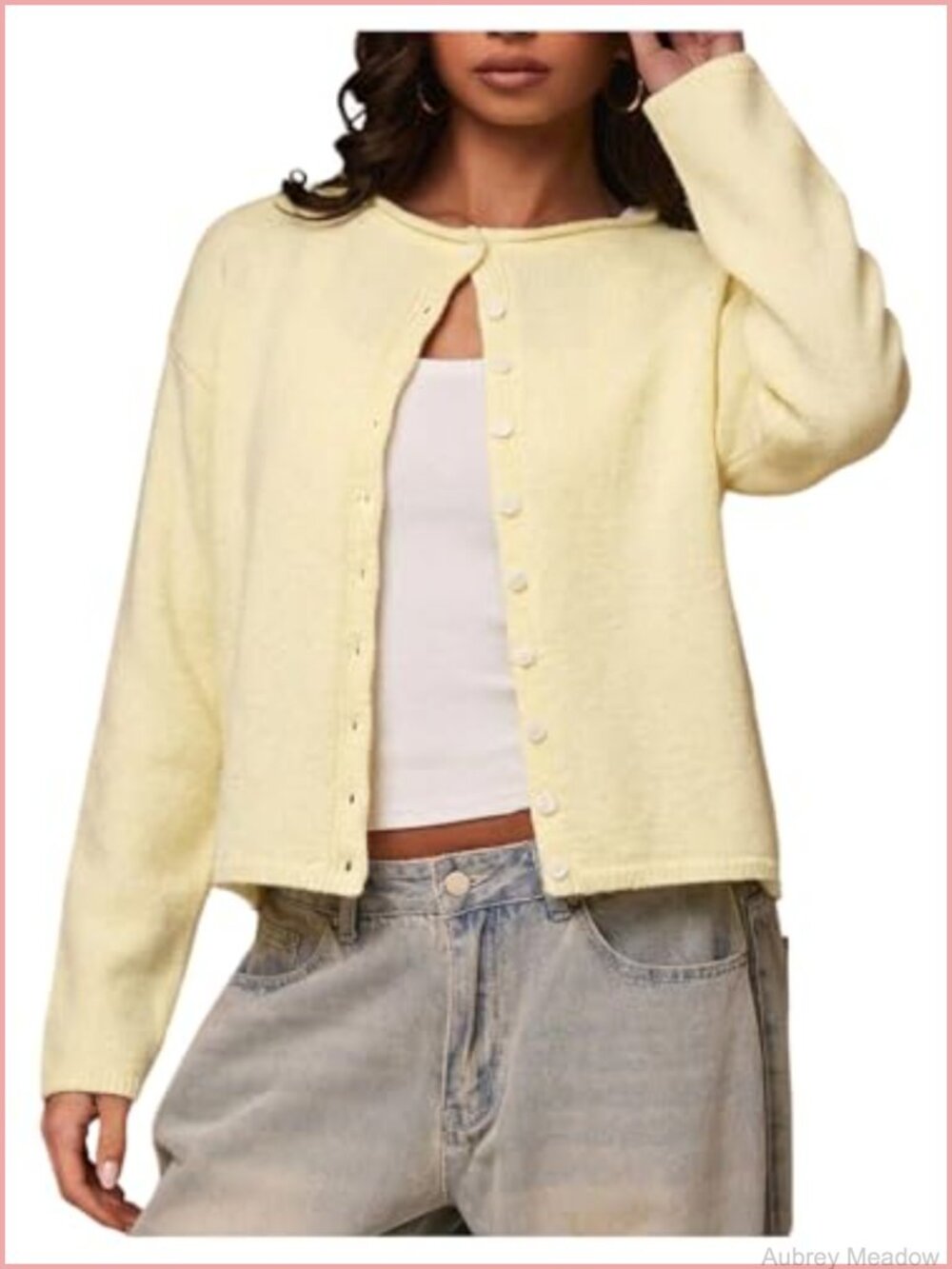 Button Up Sweater Cardigan Crew Neck Long Sleeve Knit Fall Sweater
